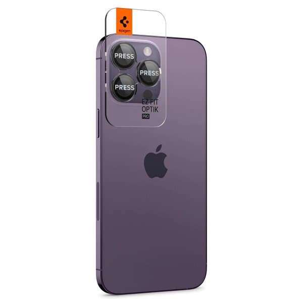 Spigen iPhone 14/15 Pro & Pro Max Kameralinsebeskytter GLAS.tR EZ Fit Optik Pro 2-pak Sort