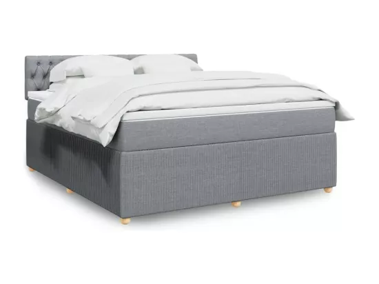 Sommier à lattes de lit avec matelas Gris clair 180x200cm Tissu