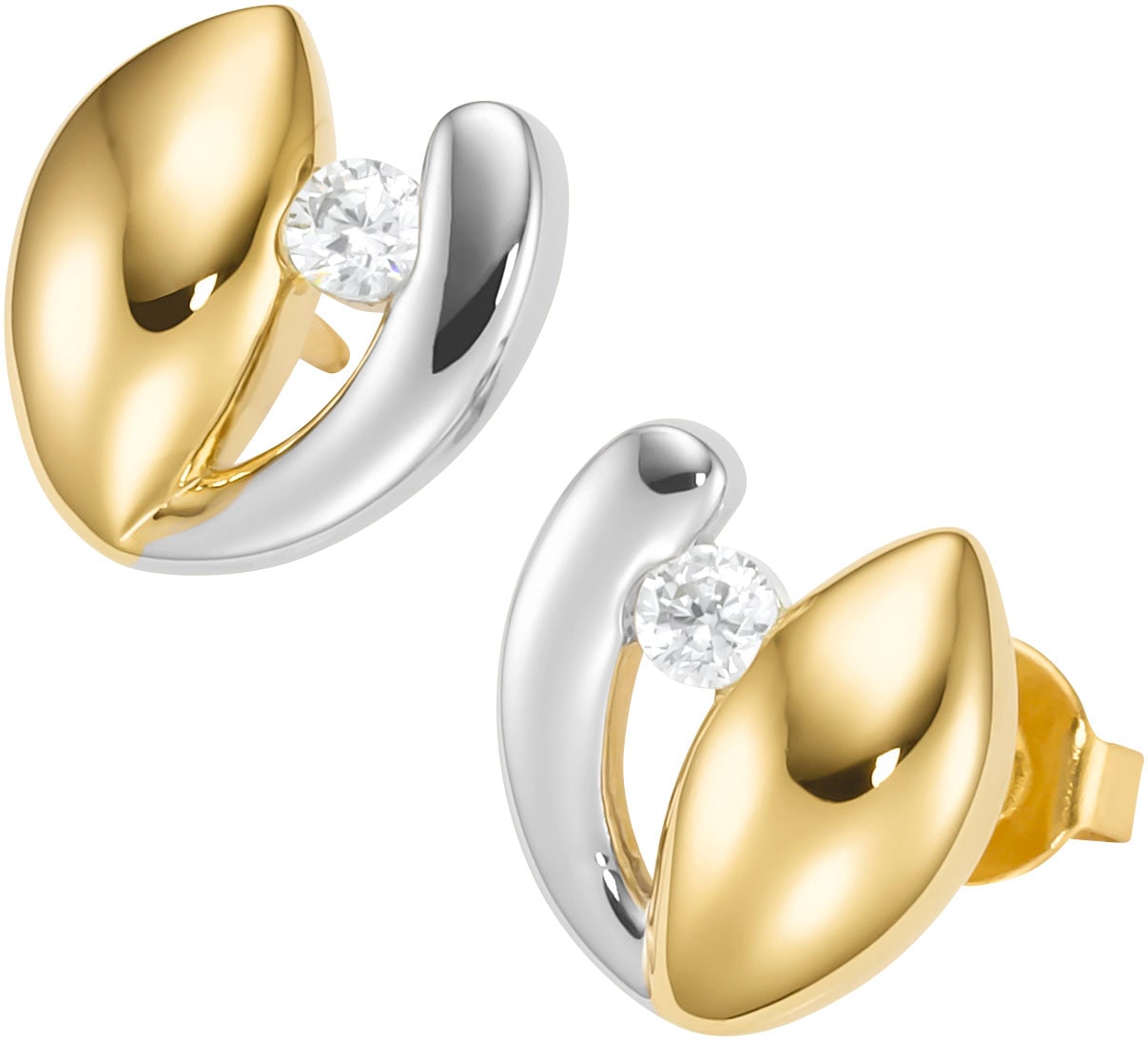 Firetti Paar Ohrstecker »Schmuck Geschenk Ohrschmuck Ohrringe Solitär bicolor« mit Zirkonia (synth.)