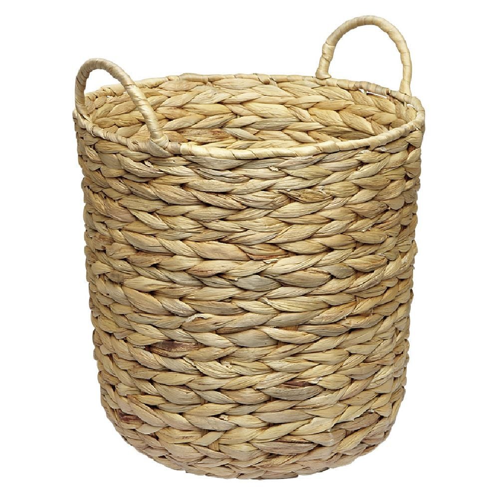 Corbeille avec anses en jacinthe tressée H30 cm