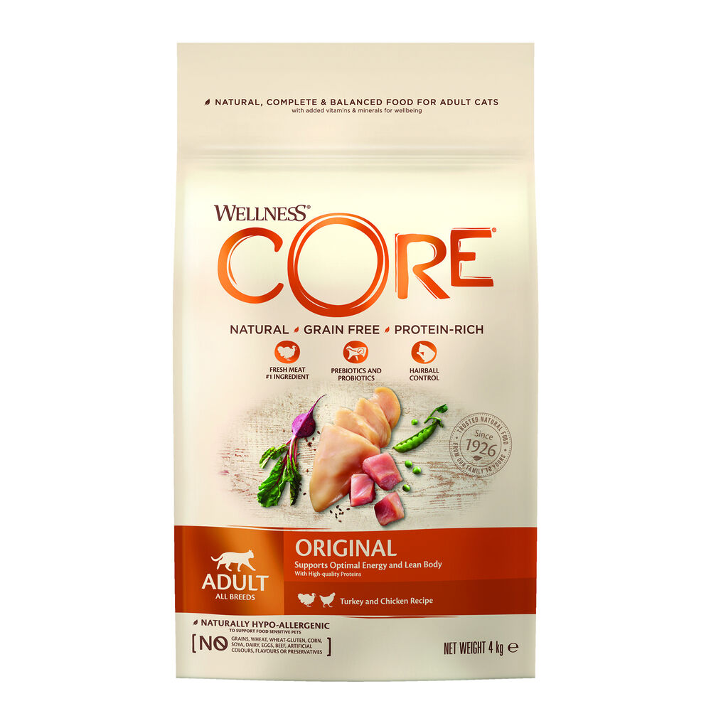 Wellness Core Adult Original - Kattenvoer - 4 Kilogram - kip, kalkoen