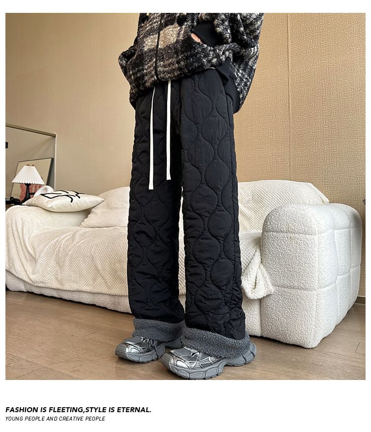 Diphon - Gewatteerde fleece broek met trekkoord in de taille en rechte pijpen