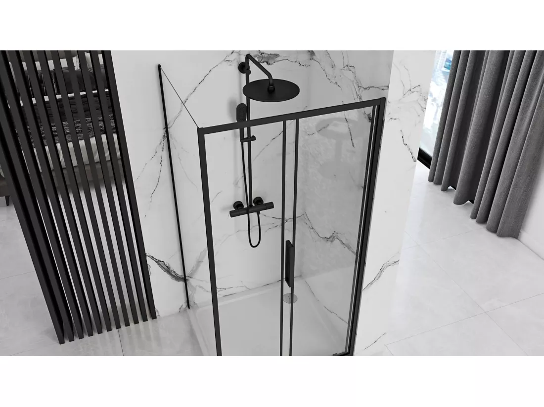 Cabine De Douche Rea Rapid Slide 140X80 Black