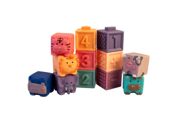 Byggeklodser m. tal og dyr 12 stk / Soft Building Blocks w. numbers and animals 12 pcs