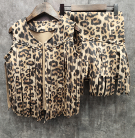 Wild studded fringe set - leopard