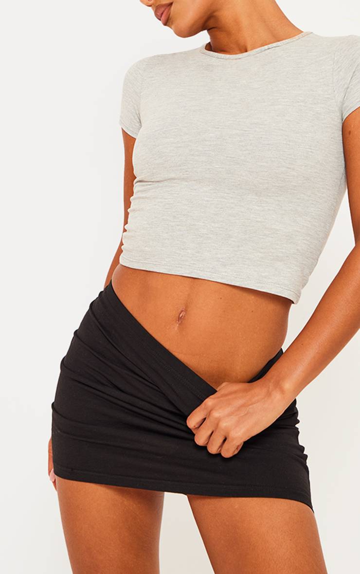 Noir Mini-jupe Basique En Coton Doux
