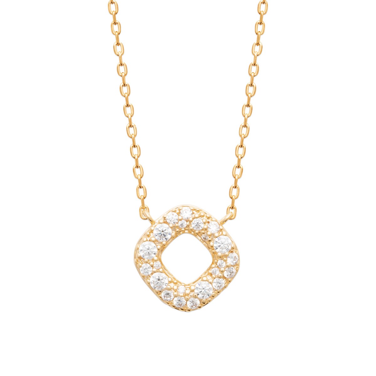 Collier Brillaxis losange pavé plaqué or