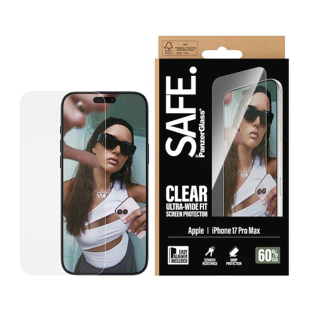 SAFE by PanzerGlass Displayschutzglas »Ultra-Wide Fit Screen Protector« für Apple iPhone 17 Pro Max Displayschutzfolie, Schutzfolie, Bildschirmschutz, kratz- & stossfest