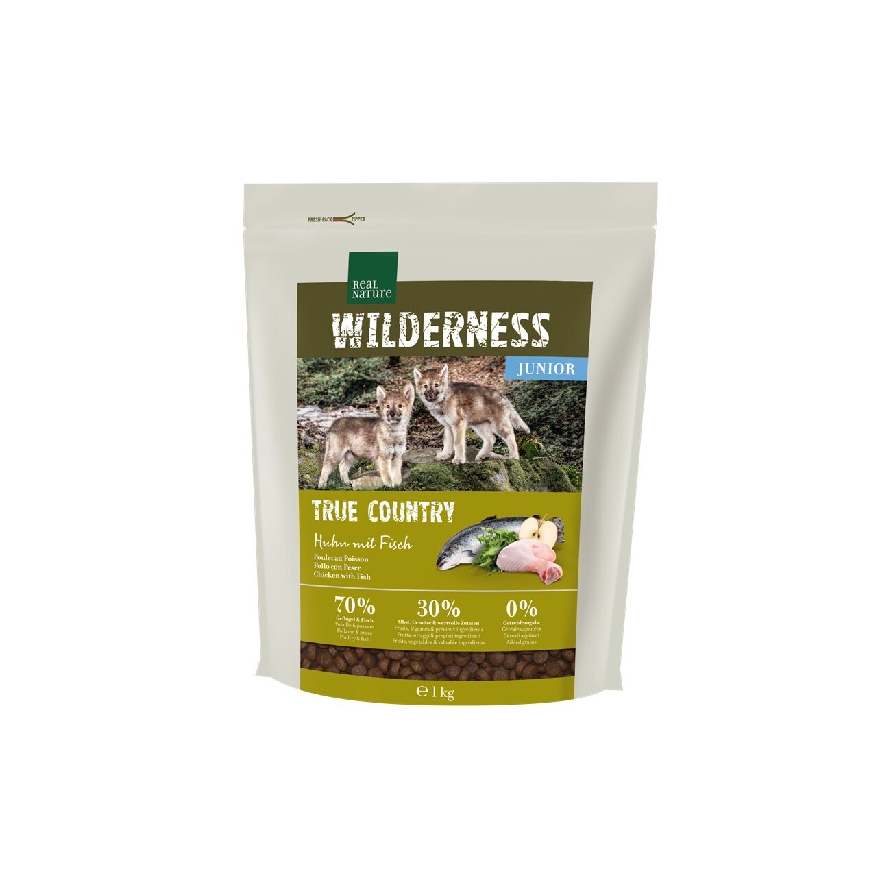 REAL NATURE WILDERNESS Trockenfutter Hund, Junior, True Country Huhn mit Fisch 1 kg