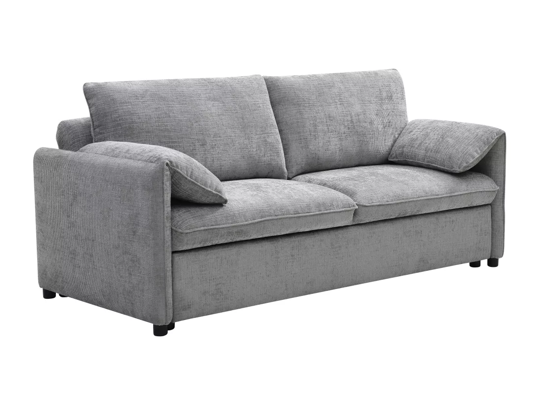 Canapé 3 places convertible en tissu texturé gris ALPARETO