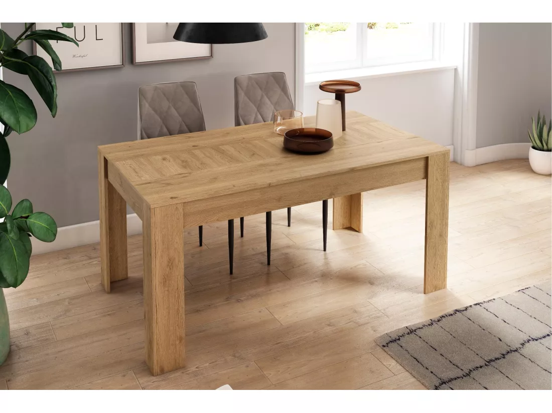 Table de Salle à manger 140cm extensible 200cm Naturale mat, 90.4x140.4/200.4x76.1