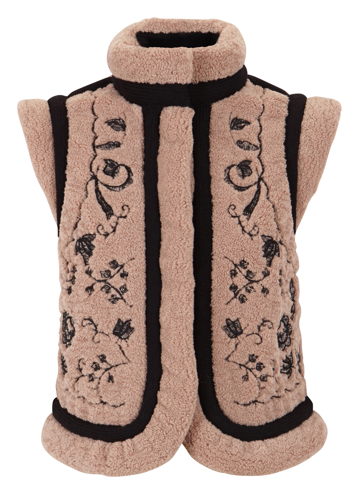 SALIBA - Gilet col montant brodé en sherpa | Rose