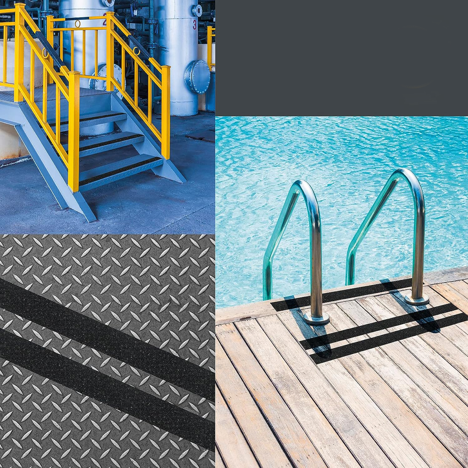 (50mmx18m) Anti-Rutsch Klebeband Streifen Selbstklebendes Boden Markierband für Treppe / Pool / Bühne - Schwarz