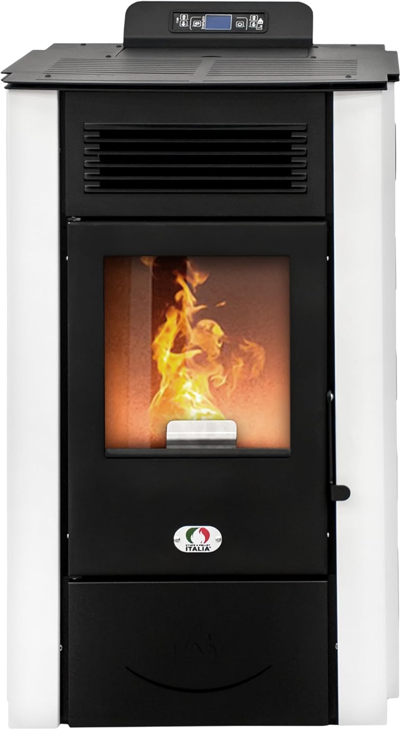 STUFE A PELLET ITALIA Colorado 15 KW | Pelletöfen Effizienz 92% Heizt 140m² Autonomie 15 Std. Programmierbar 5 Geschwindigkeiten und Leistungsstufen 24 Monate Garantie Weiß