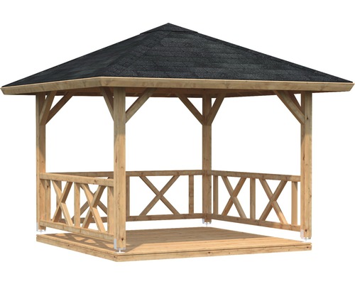 Palmako Betty paviljoen, 9,0 m², vierkant, met leuning, zonder vloer, 300 x 300 cm, bruin gegrond