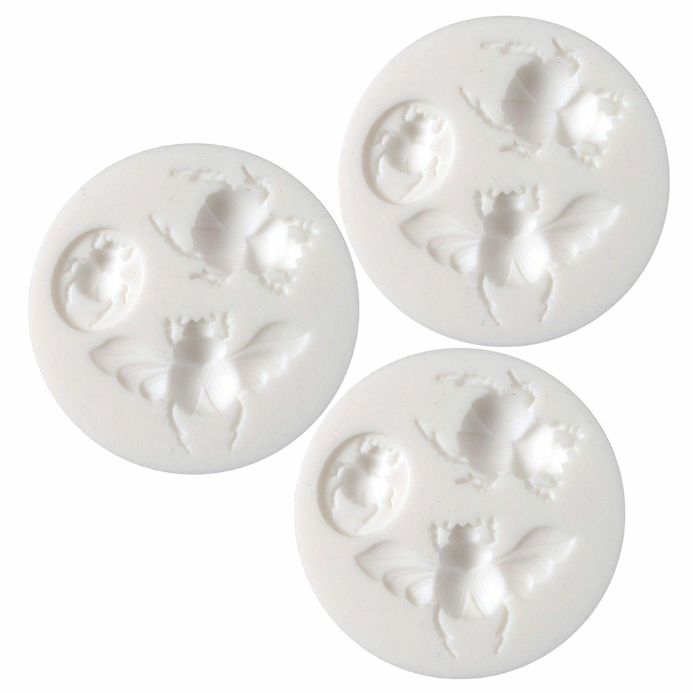 3 mini moules en silicone pour pâte polymère - scarabée
