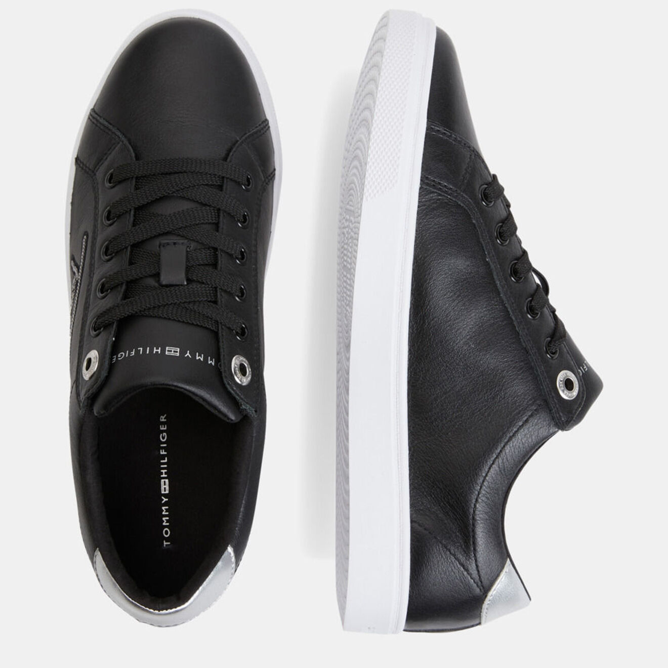 Tommy Hilfiger Baskets en Cuir Signature Sequins noires
