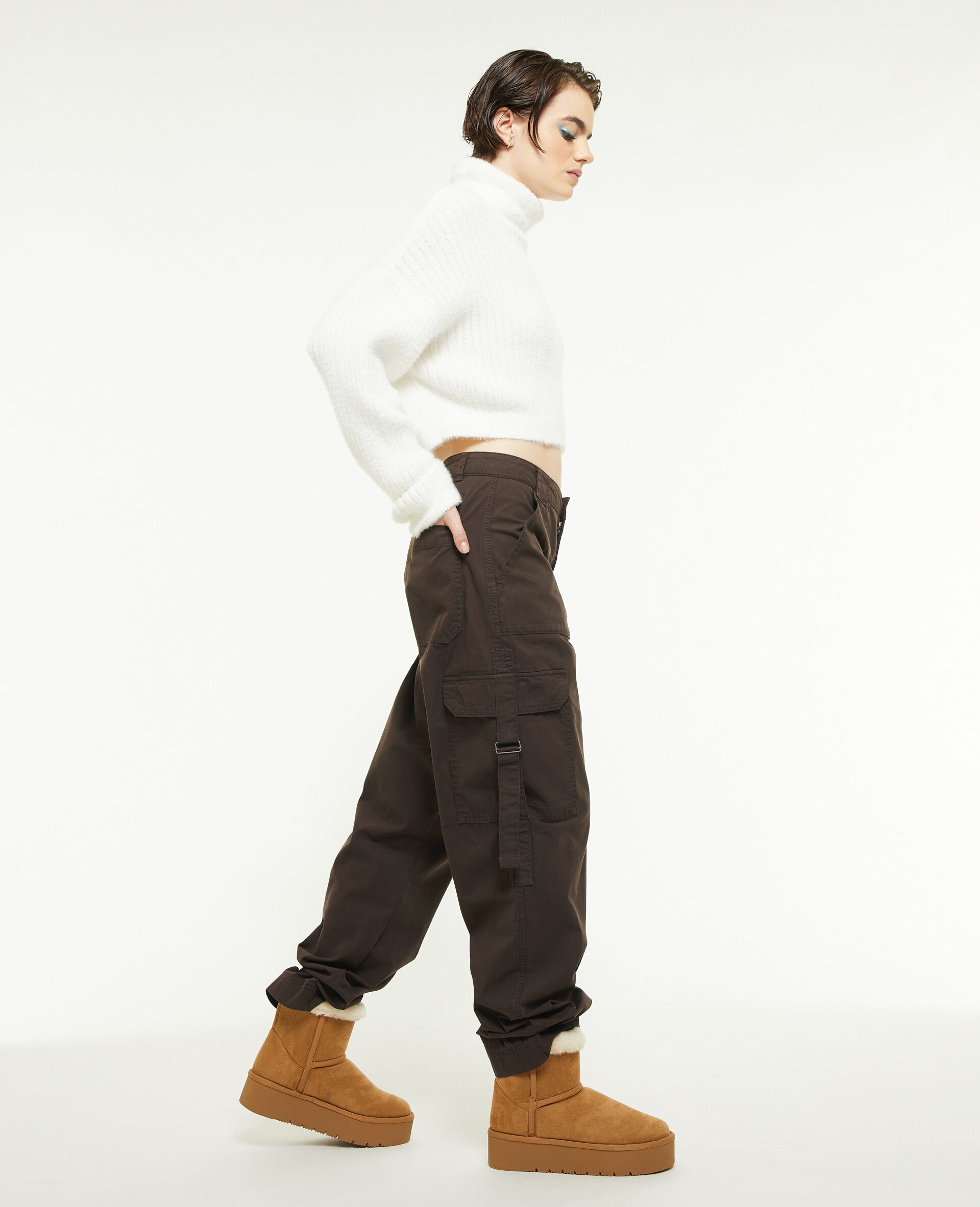 Pantalon cargo avec sangles - Marron