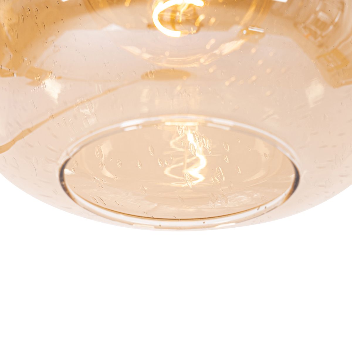 Smart vloerlamp zwart met messing en amber glas incl. Wifi G95 - Zuzanna