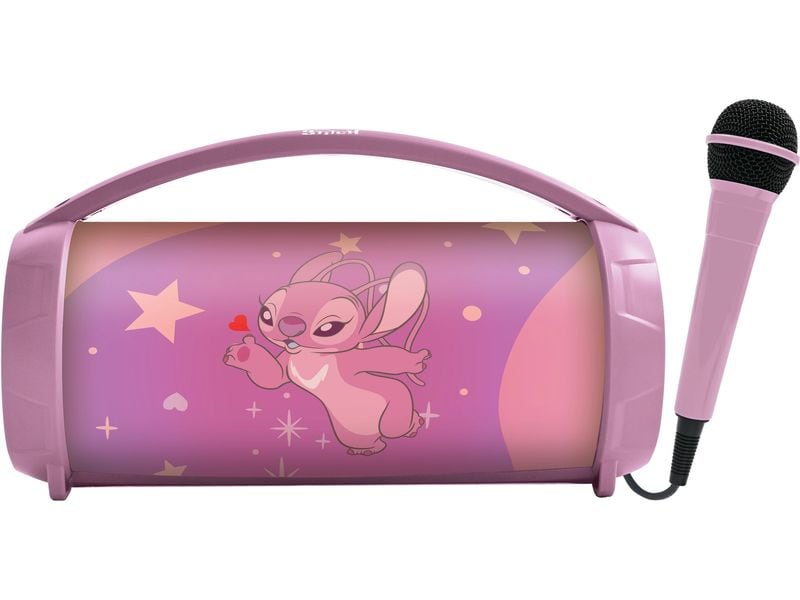 Lexibook Disney Stitch Angel Bluetooth Karaoke Speaker Leuchtender Lautsprecher mit Mikrofon