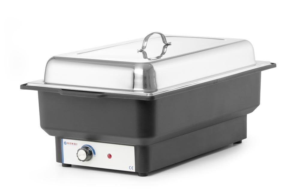 HENDI Chafing Dish Tellano, Speisenwärmer, Buffetwärmer, Wärmebehälter, 9L, 230V/900W, 573x348x(H) 284mm, Edelstahl, Polypropylen