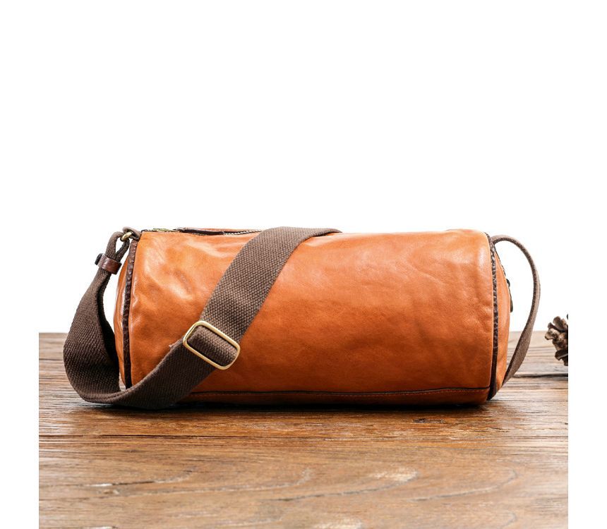 Wavecho - Echte leren cilindervormige crossbodytas