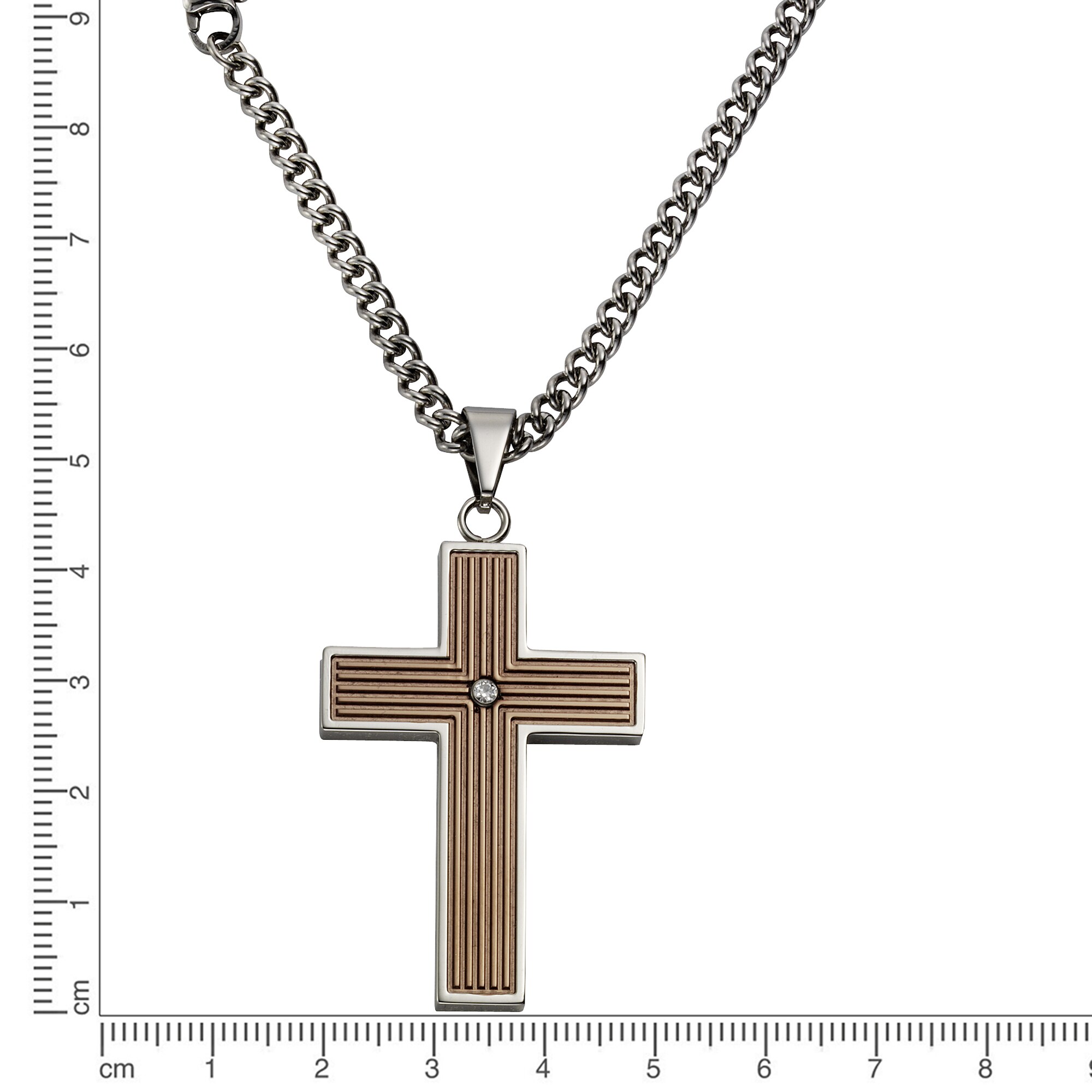 Zeeme Stainless Steel Anhänger mit Kette Edelstahl Kreuz