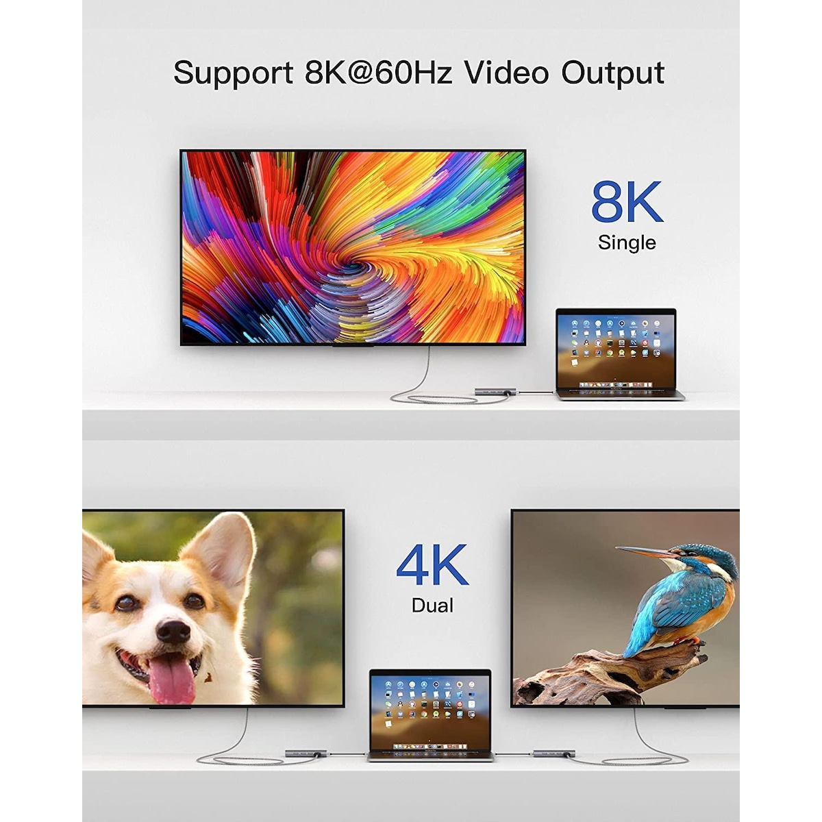 NÖRDIC kort USB4-kabel 14cm 40Gbps data 8K video PD 100W kompatibel med Thunderbolt 3