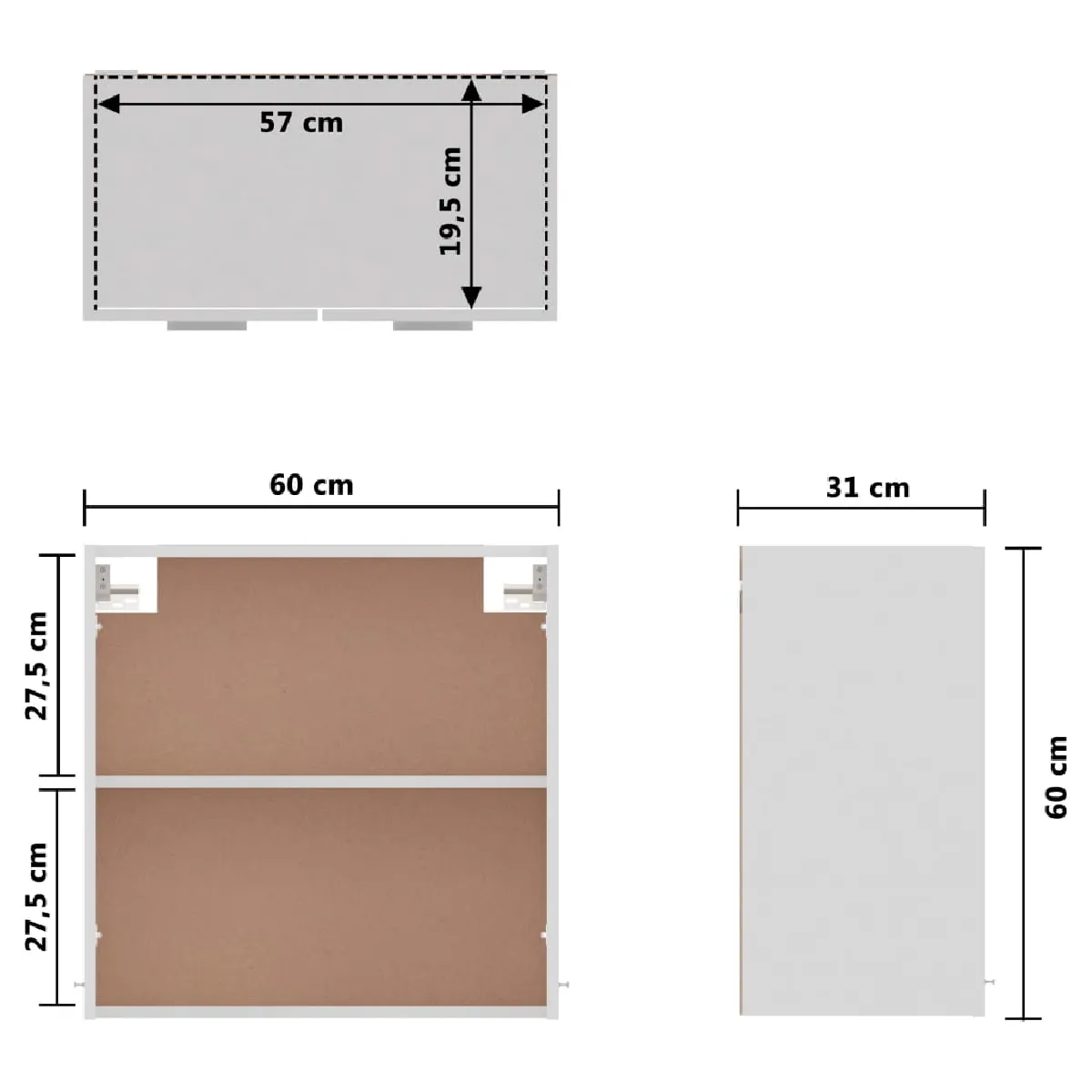 vidaXL Armoire Suspendue - Blanc Brillant