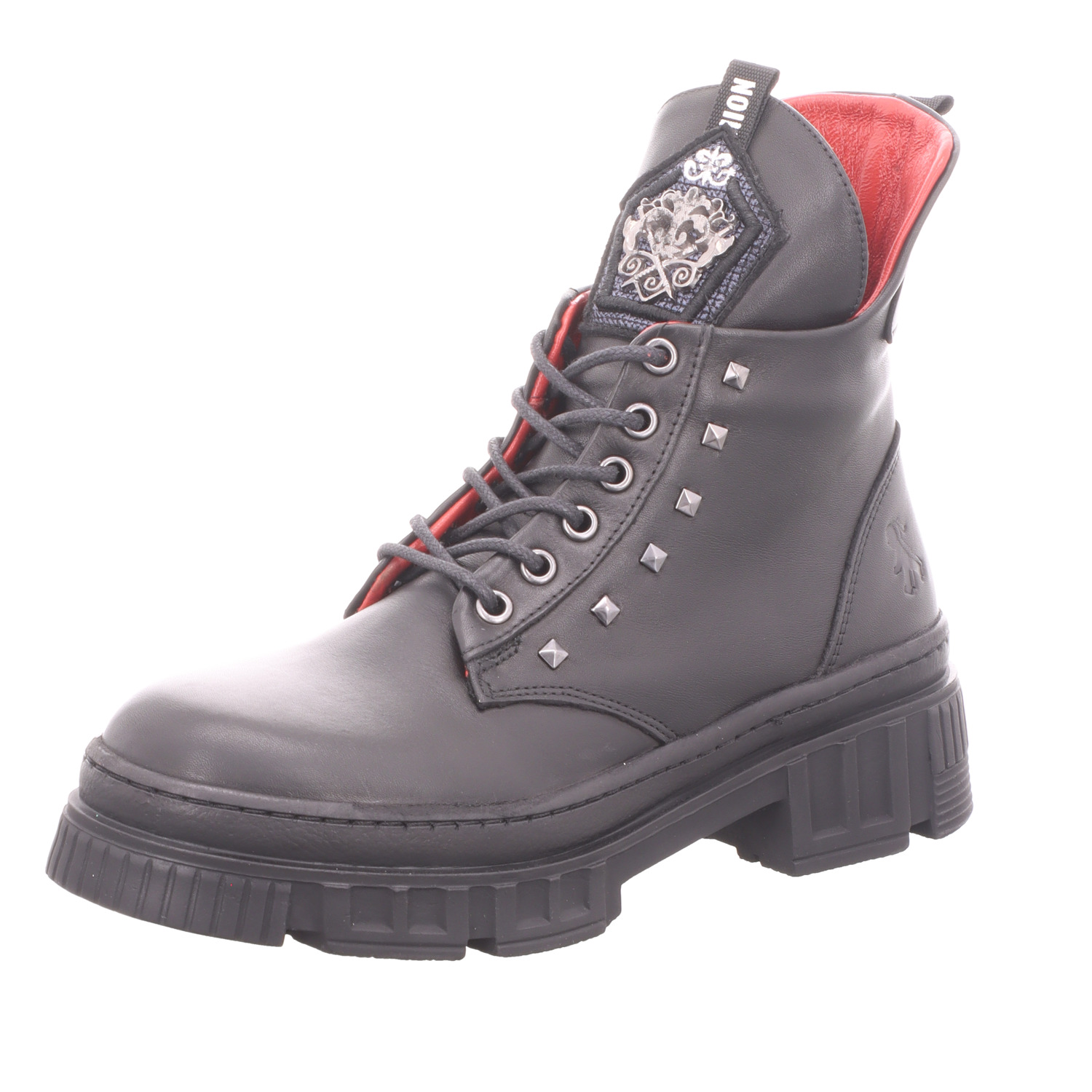 2GO Fashion Damen-Schnürstiefelette Schwarz-Rot