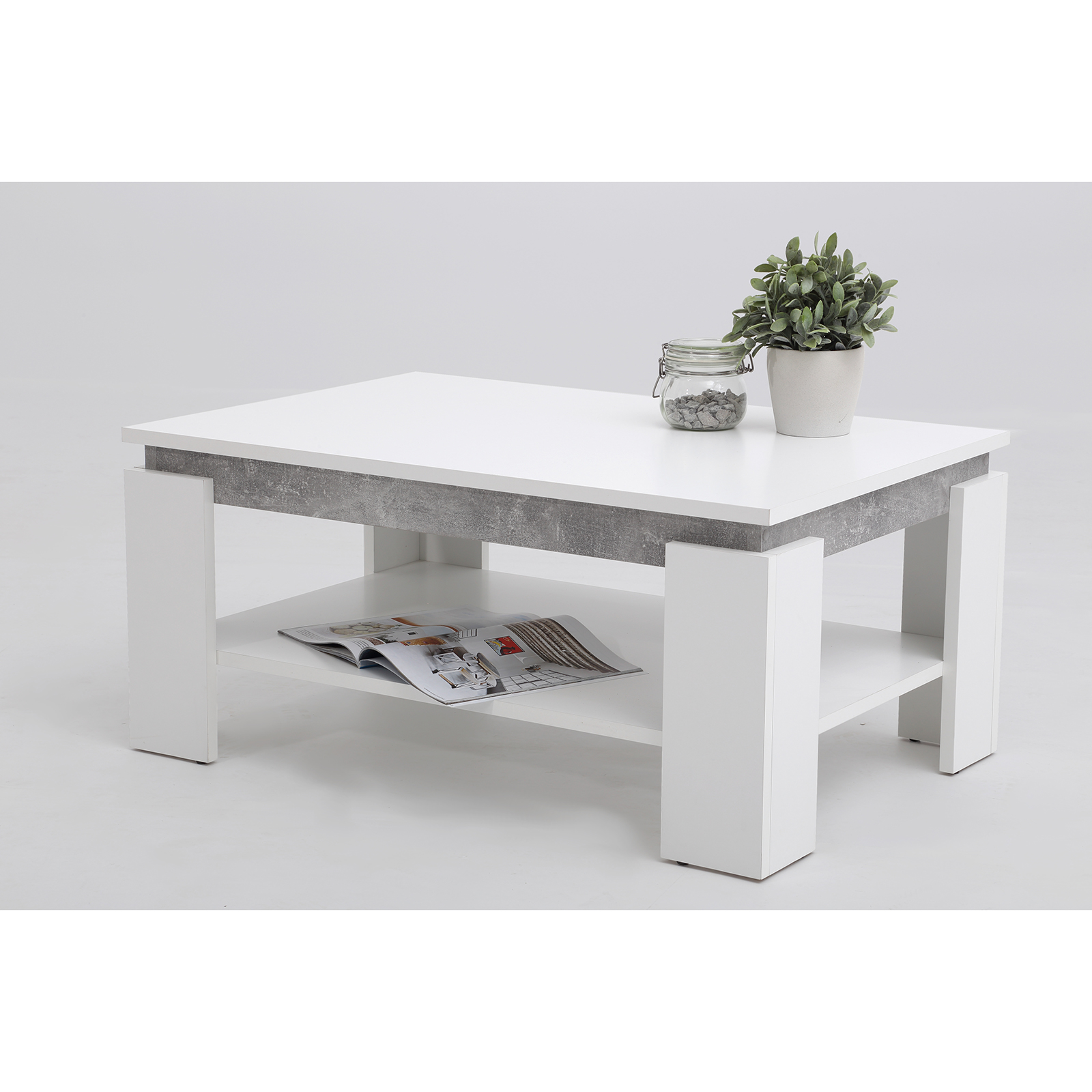 Couchtisch - weiß - Beton - 90 cm