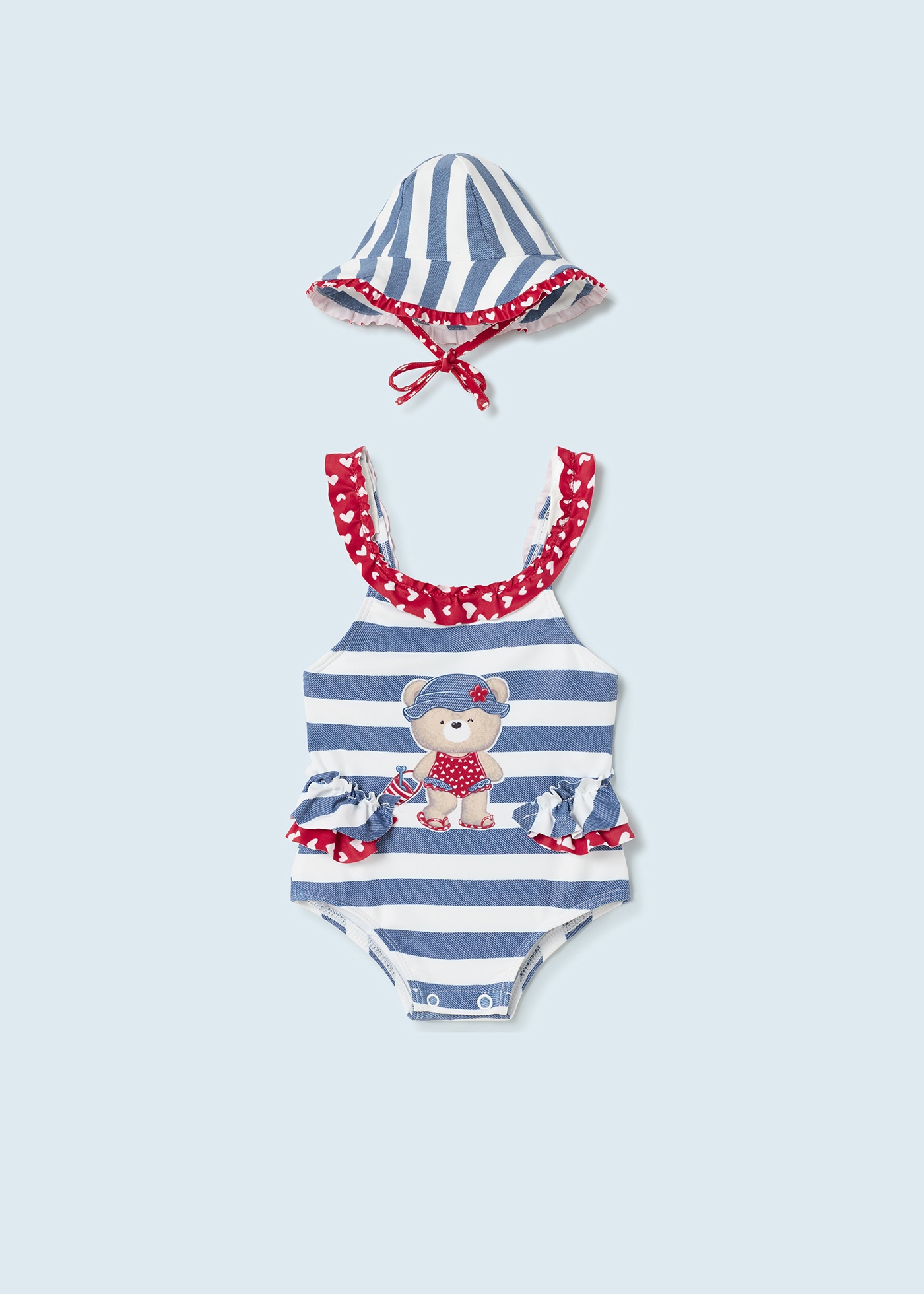 Maiô estampado com touca para recém-nascido