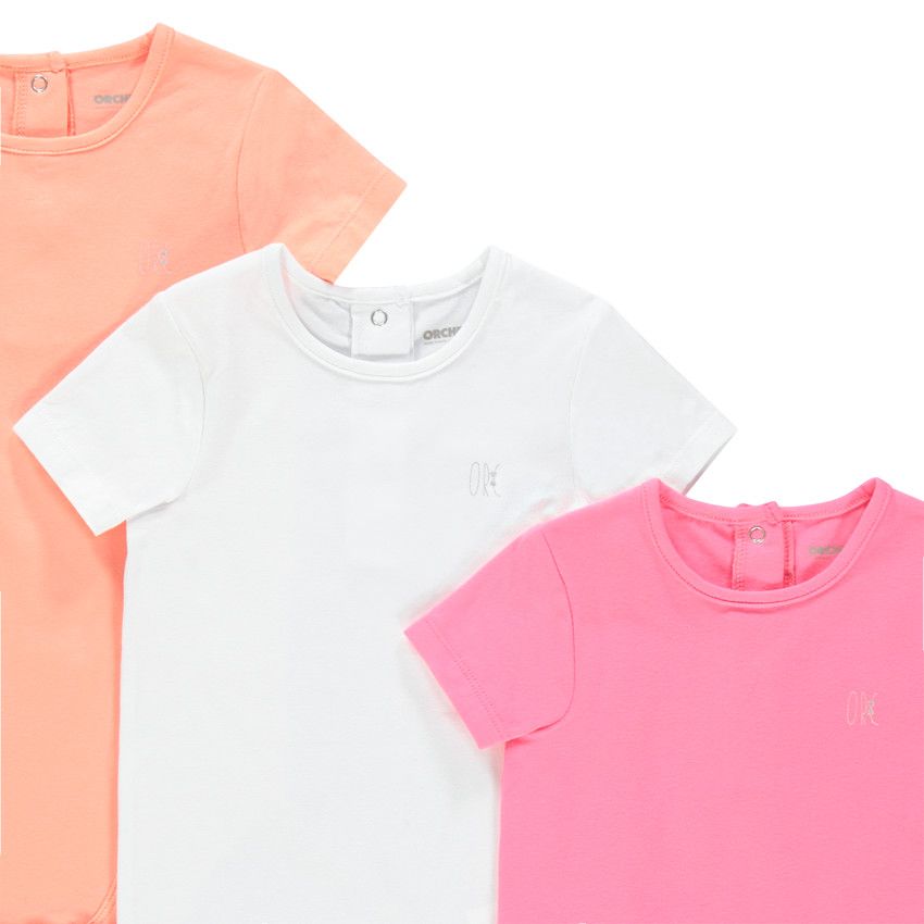 Lot de 3 bodies manches courtes unis - Multicolore