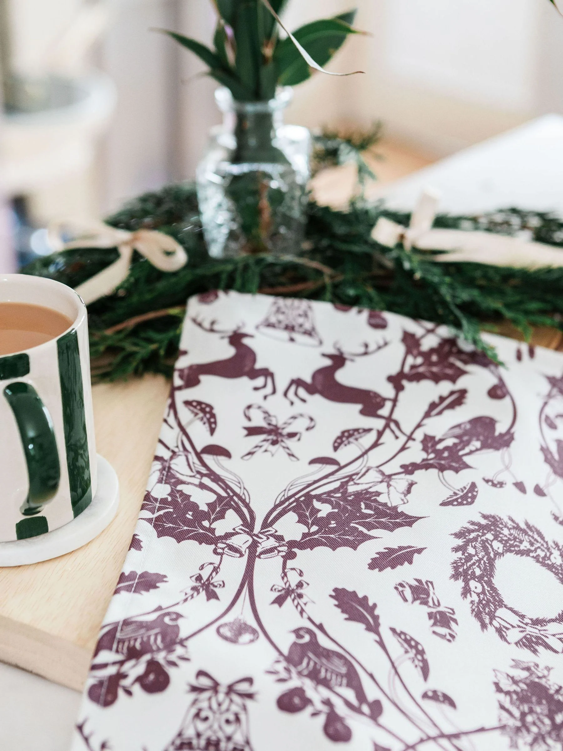 Avalon Home Set of 2 Stag & Wreath Napkins