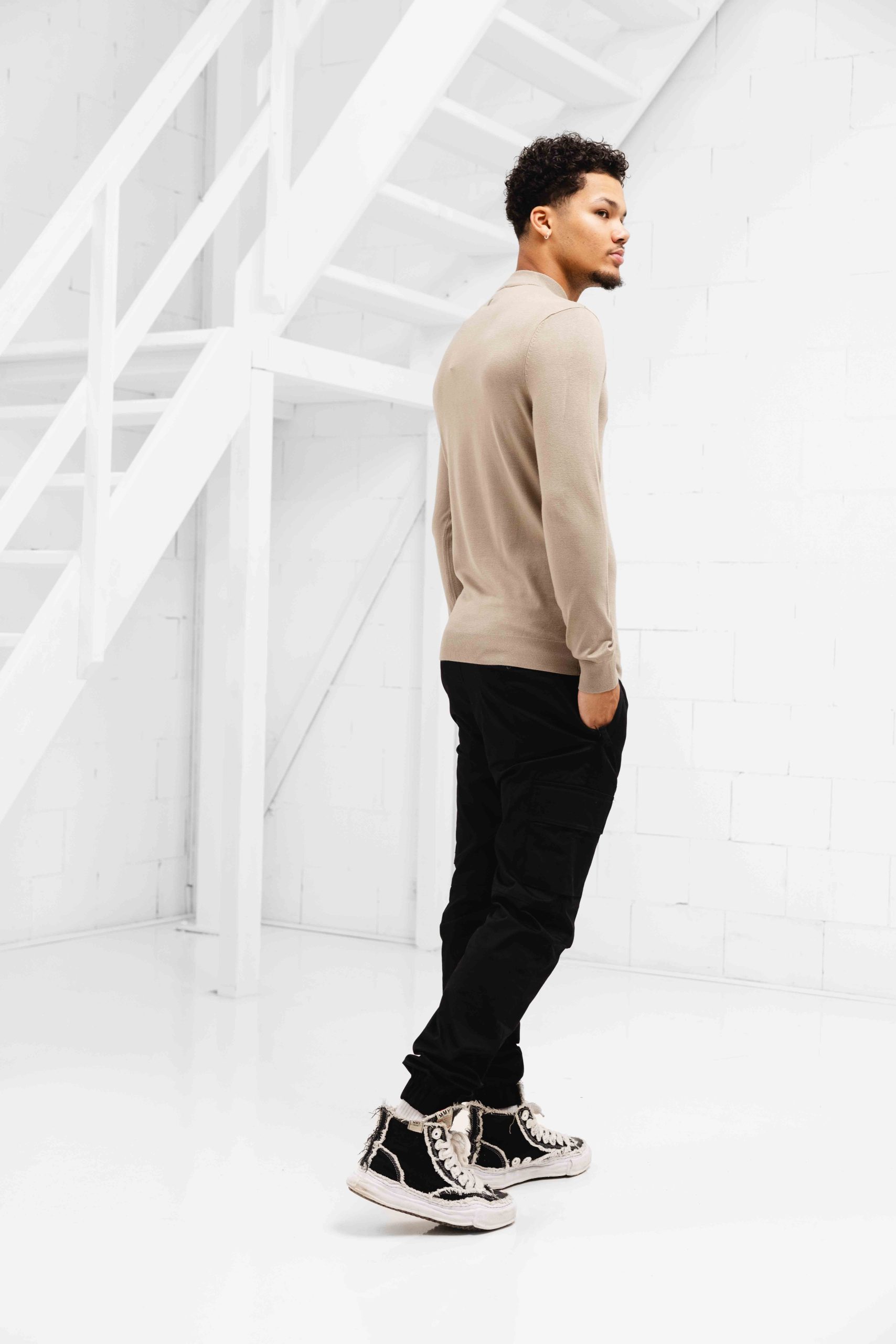 Pure Path Essential Knitwear Halfzip Sweater Heren Beige