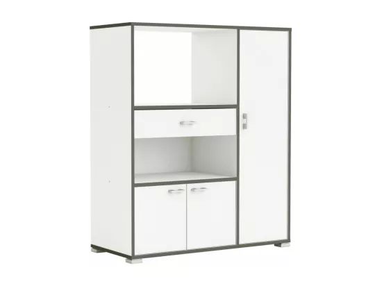 Desserte Micro ondes coloris Blanc mat - 90 x 111,8 x 40 cm