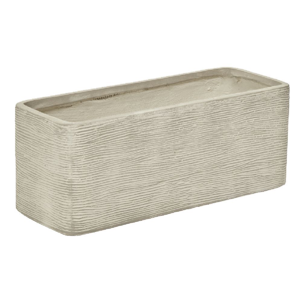 Jardinière fibre d'argile relief strie gris 59x22,5xH22,5cm