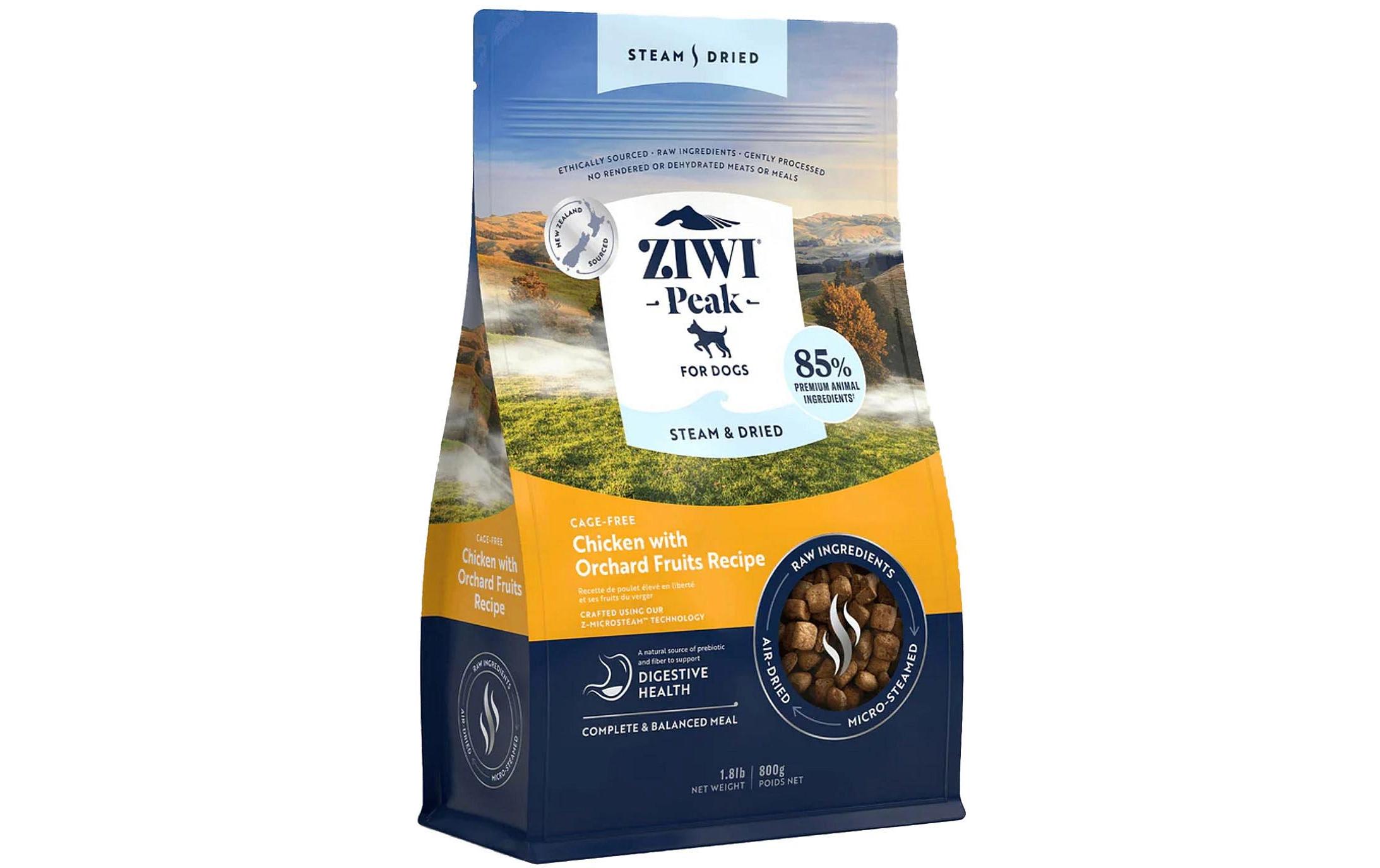 Trockenfutter Chicken and Fruit luftgetrocknet 800 gMikrogedämpftes Hundefutter mit Omega-3-Fettsäuren, Kalzium und Phosphor