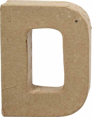 Bogstav Til Pynt - D - Stort Bogstav - Papmaché - 10X7,7 CM