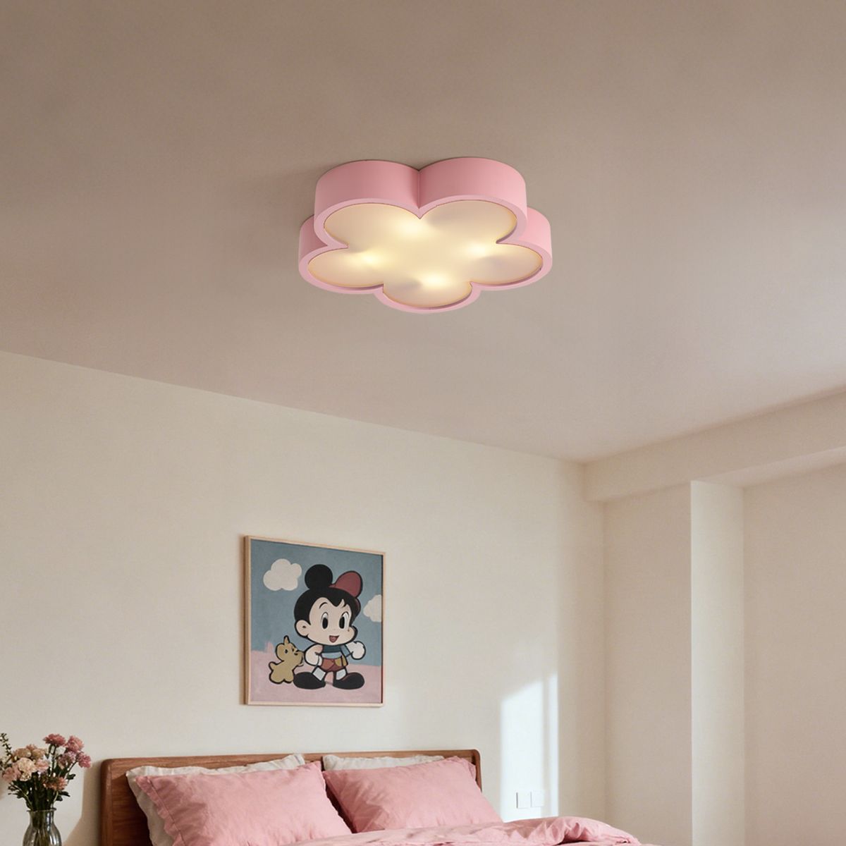 Kinder plafondlamp roze met wit - Lucille