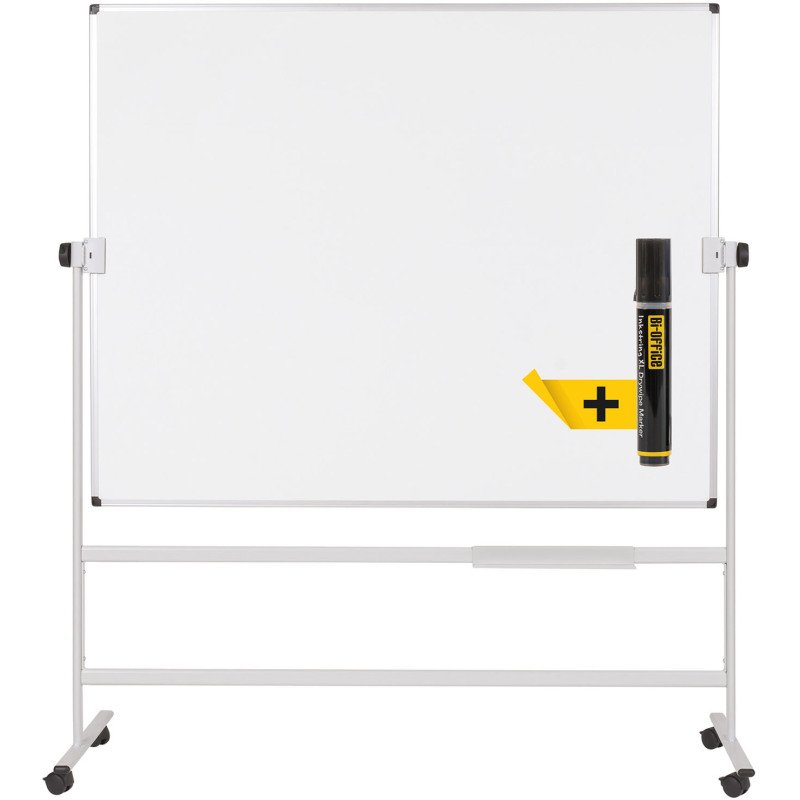 Tableau blanc pivotant double face mélaminé cadre acier 120 x 150 cm Maya Bi-Office