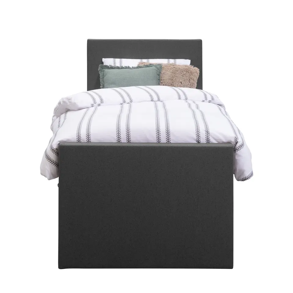 Boxspring met voetbord Liv egaal - antraciet - 90x200 cm - vierkante poot
