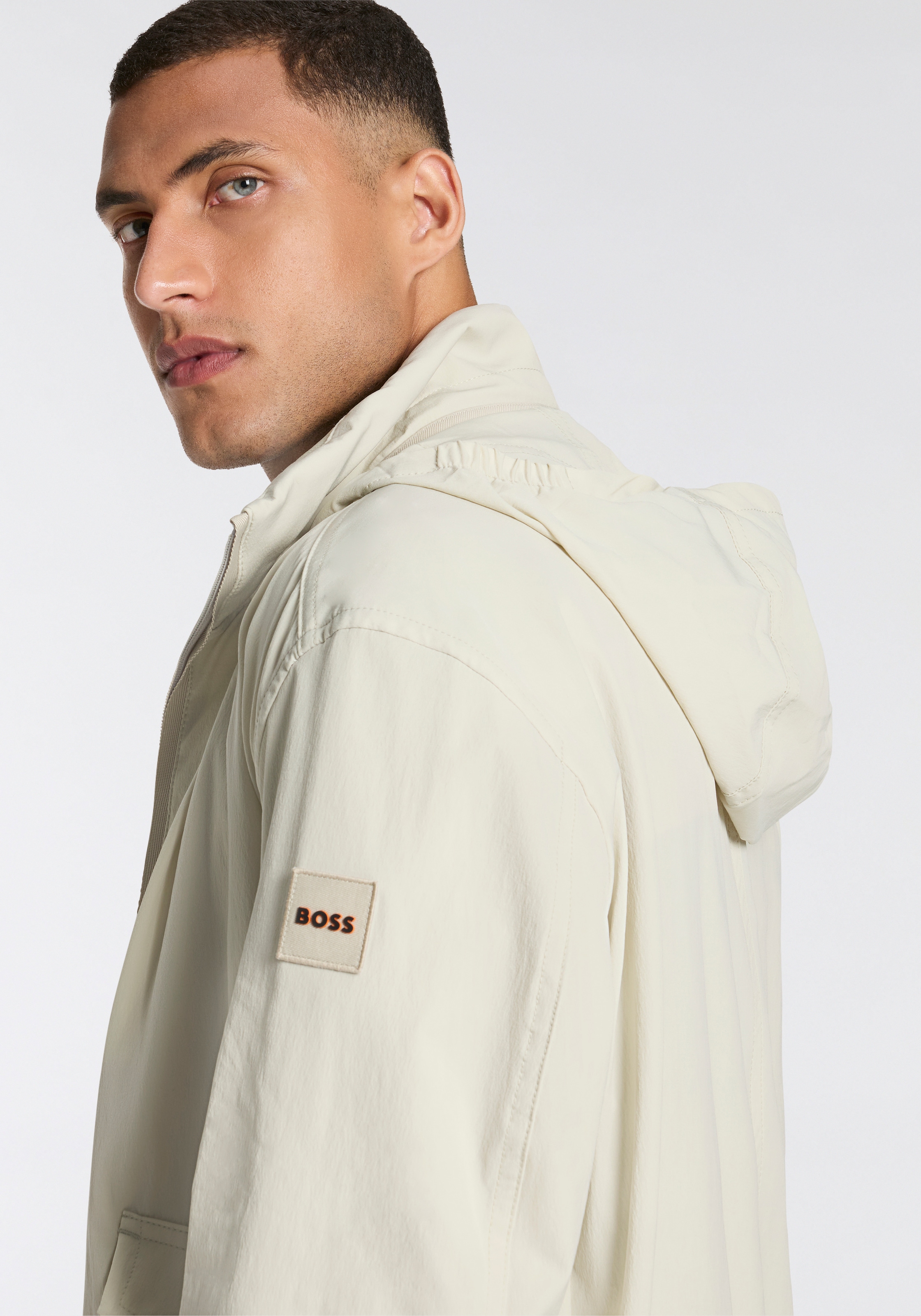 BOSS ORANGE Allwetterjacke »Ohice« wasserabweisend Kapuze verstaubar abnehmbar Strickbündchen Stehkragen