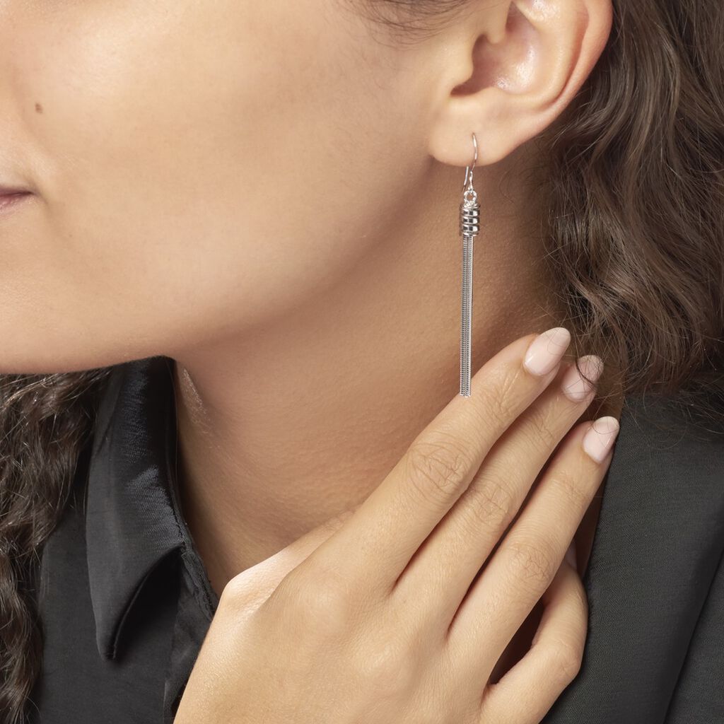 Boucles D'oreilles Pendantes Amaryllis Argent Blanc