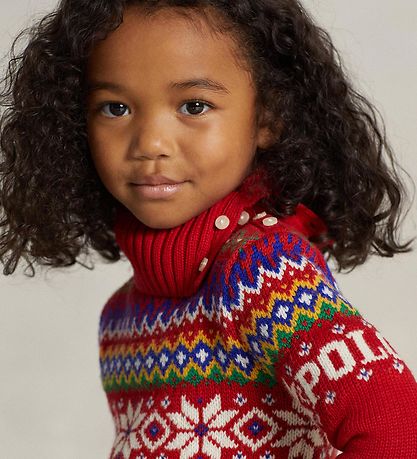 Polo Ralph Lauren Bluse - Bomuld/Uld - Fair ISlå - Rød m. M?nste