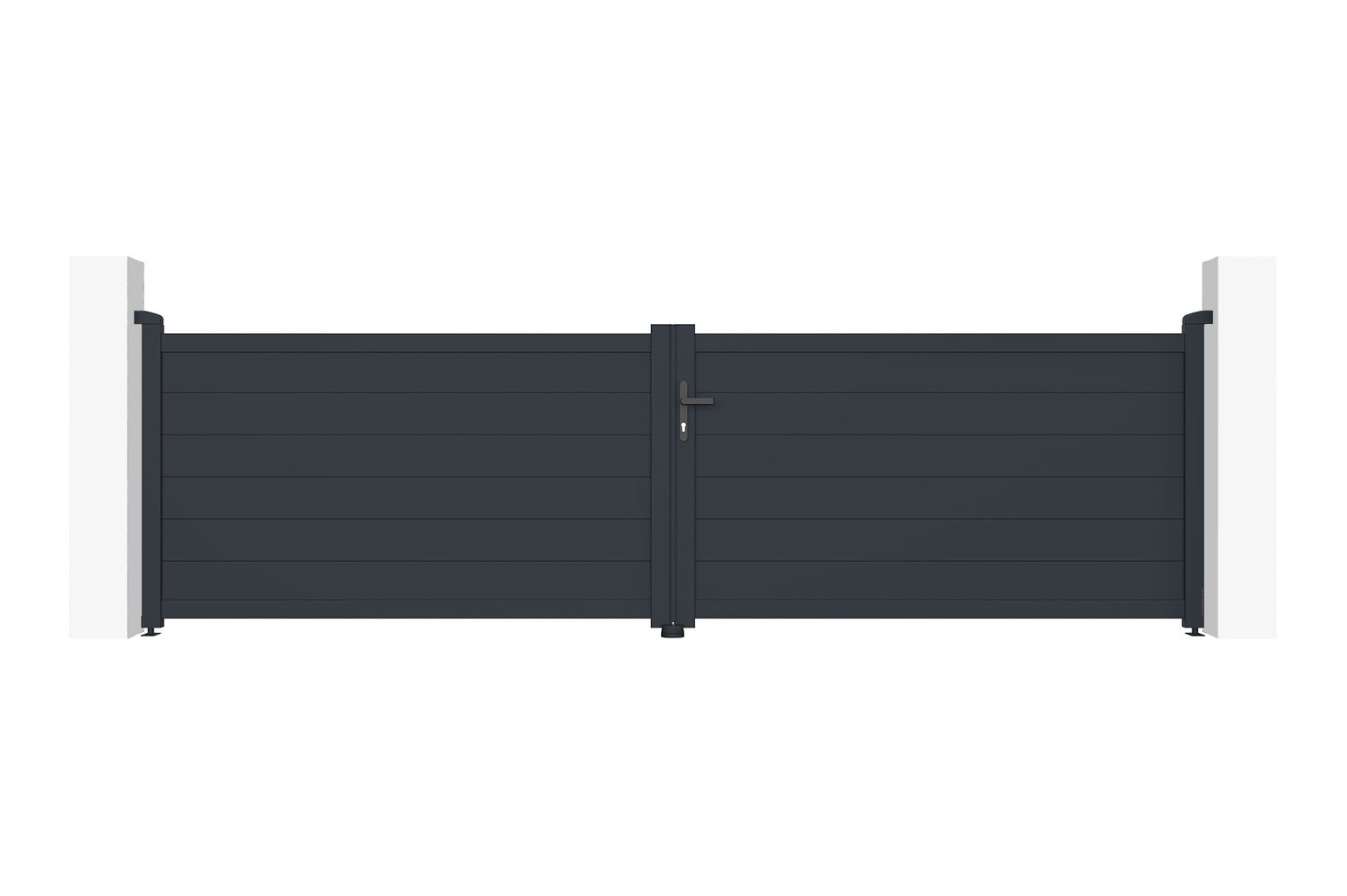 Dubbele poort 4m EIGER 400B115 Aluminium Grijs