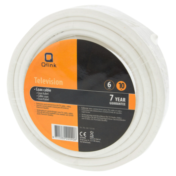 Q-Link coax kabel RG6 10 meter wit