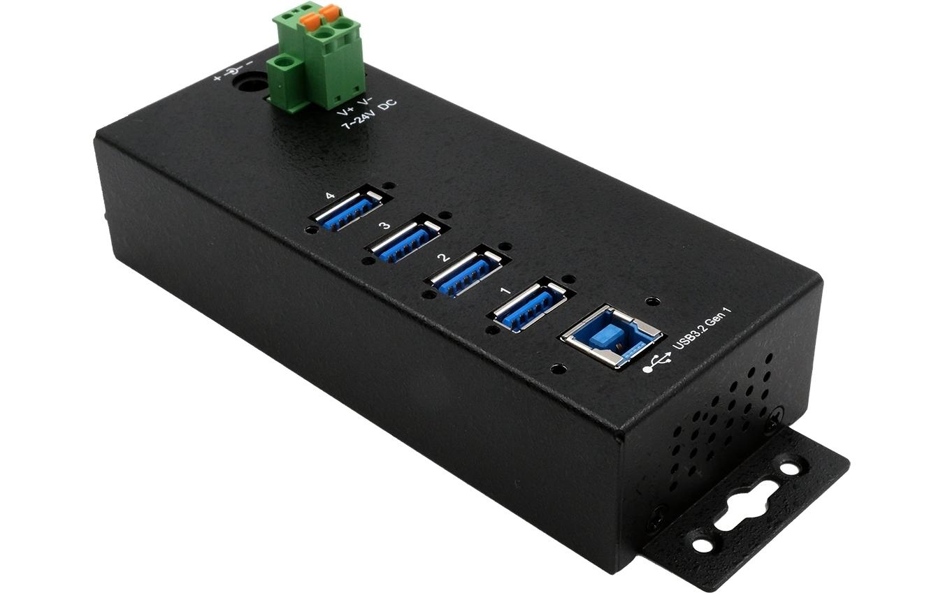 USB-Hub EX-1505HMVS<br>Managed 4-Port USB 3.2 Gen 1 Metall HUB mit 3.0A Strom gleichzeitig an 4 Ports (DIN-Rail)