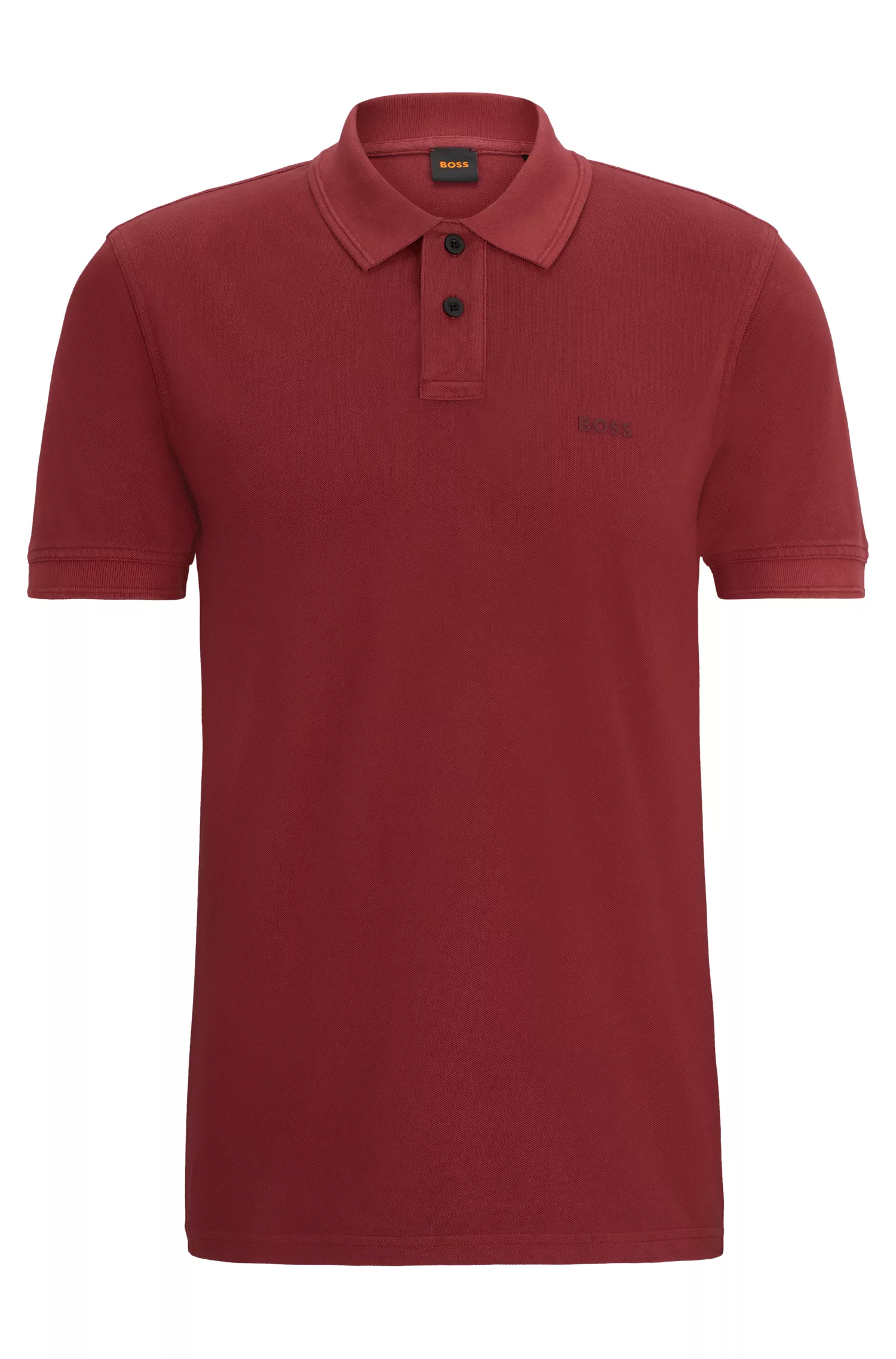 Camisa polo BOSS laranja em piqué de algodão com estampa do logotipo