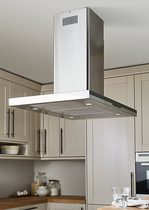 Hotte îlot droit Cooke & Lewis CLIBHS90, 90 cm argent